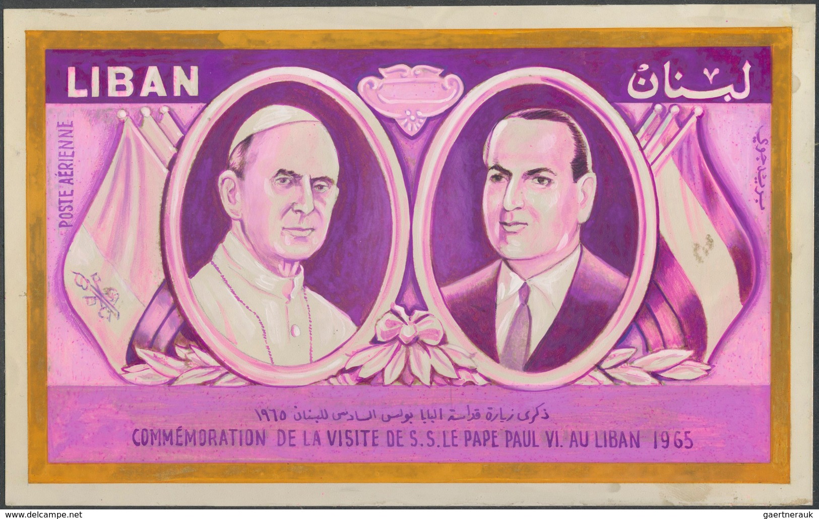 Libanon: 1930/1966. Whopping collection of 174 ARTIST'S DRAWINGS for stamps of the named period, sto