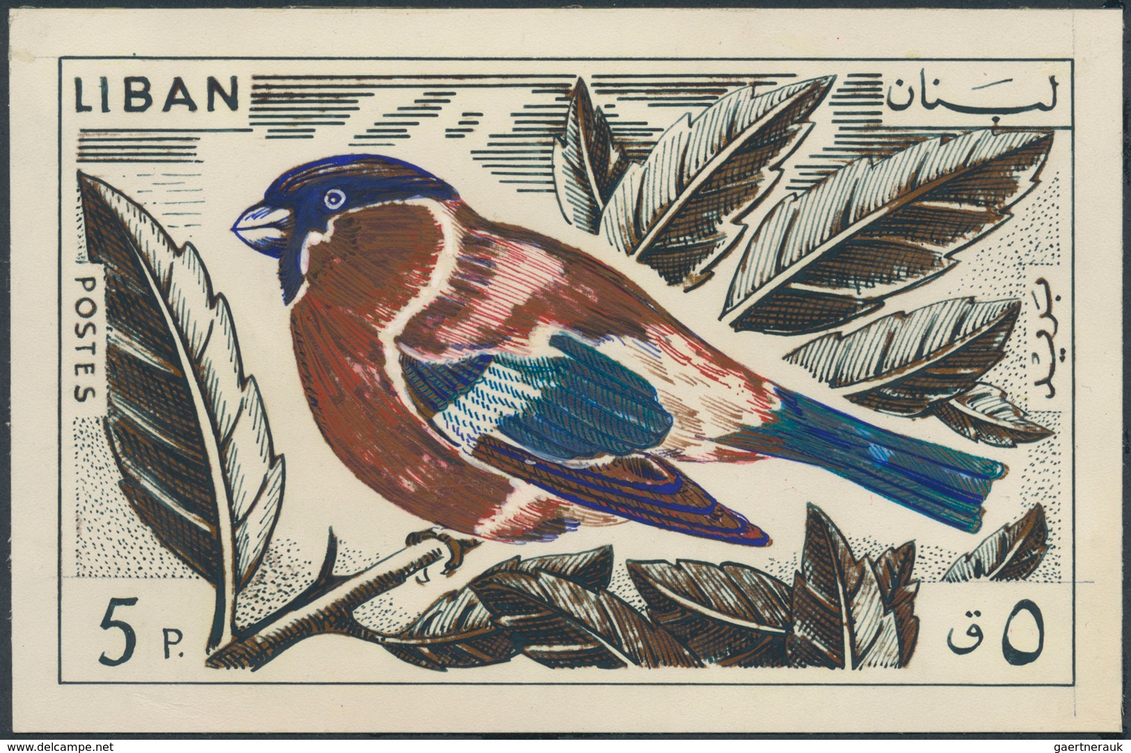 Libanon: 1930/1966. Whopping collection of 174 ARTIST'S DRAWINGS for stamps of the named period, sto