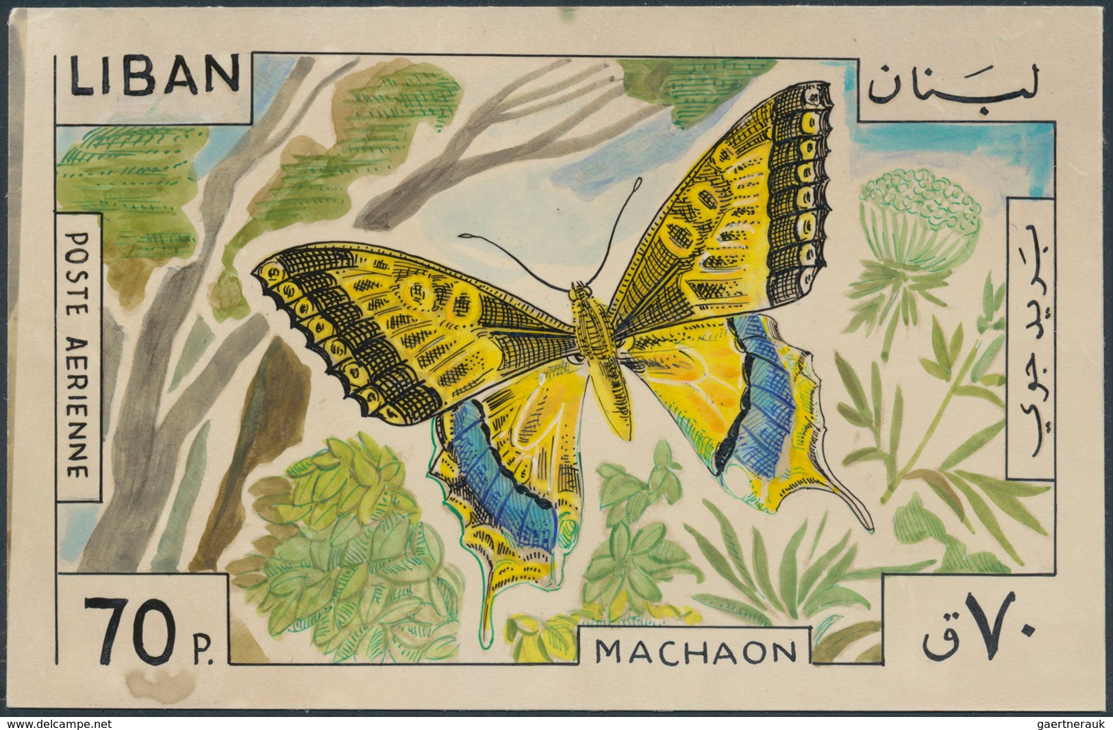 Libanon: 1930/1966. Whopping collection of 174 ARTIST'S DRAWINGS for stamps of the named period, sto