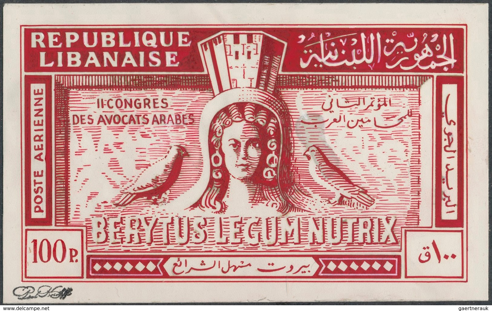 Libanon: 1930/1966. Whopping collection of 174 ARTIST'S DRAWINGS for stamps of the named period, sto