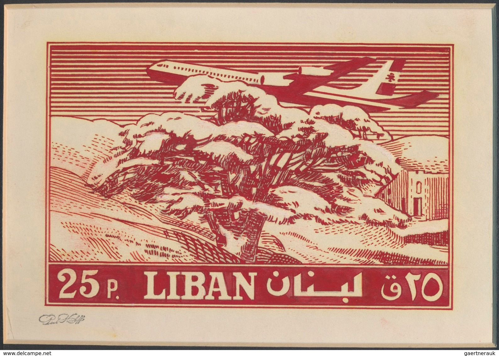 Libanon: 1930/1966. Whopping collection of 174 ARTIST'S DRAWINGS for stamps of the named period, sto