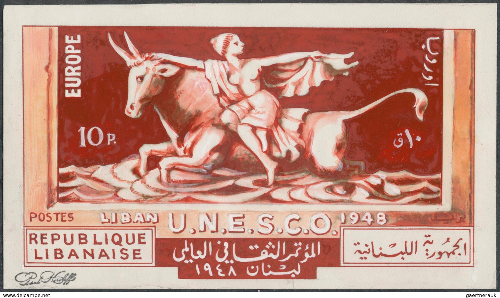 Libanon: 1930/1966. Whopping collection of 174 ARTIST'S DRAWINGS for stamps of the named period, sto