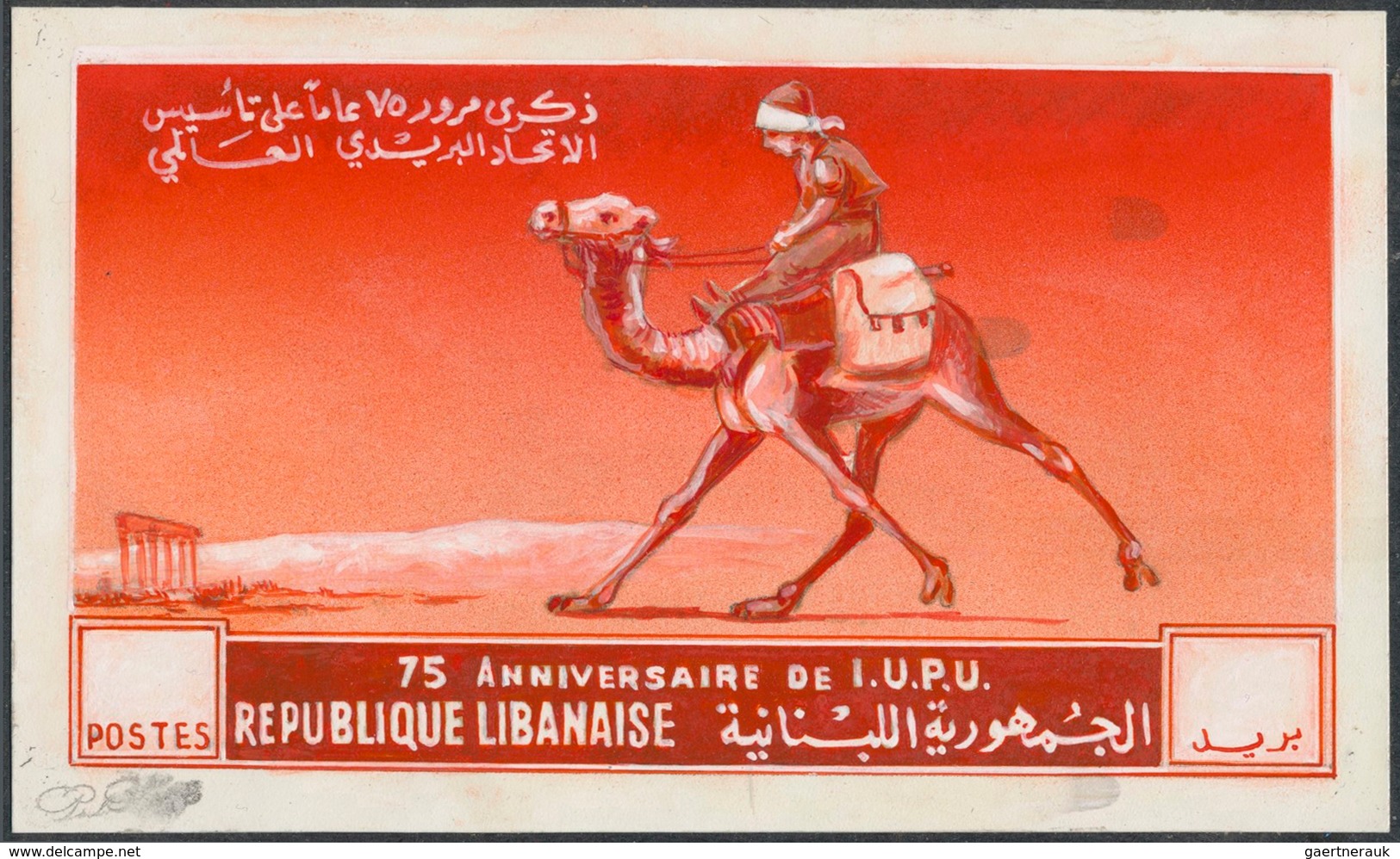 Libanon: 1930/1966. Whopping collection of 174 ARTIST'S DRAWINGS for stamps of the named period, sto