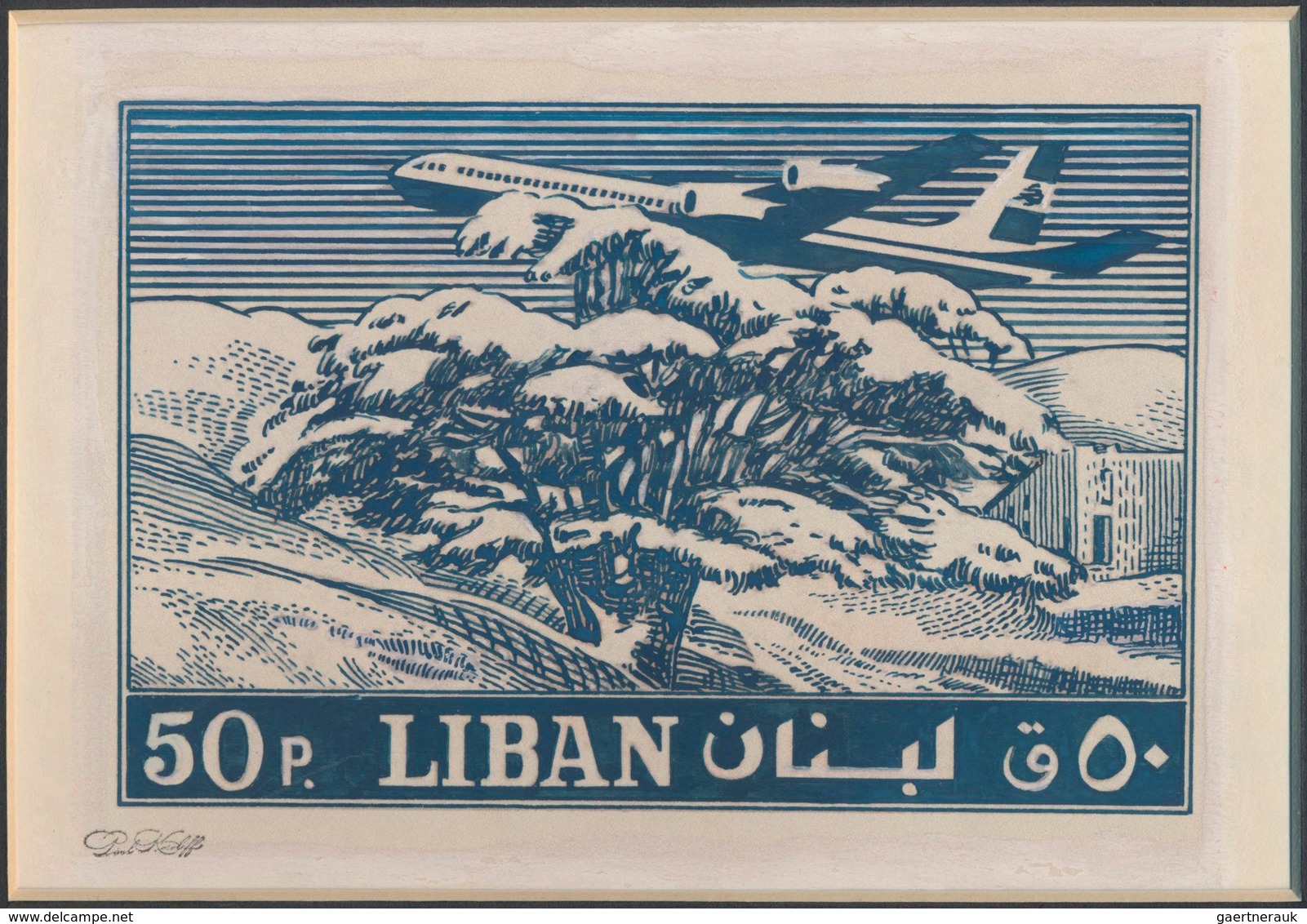 Libanon: 1930/1966. Whopping collection of 174 ARTIST'S DRAWINGS for stamps of the named period, sto