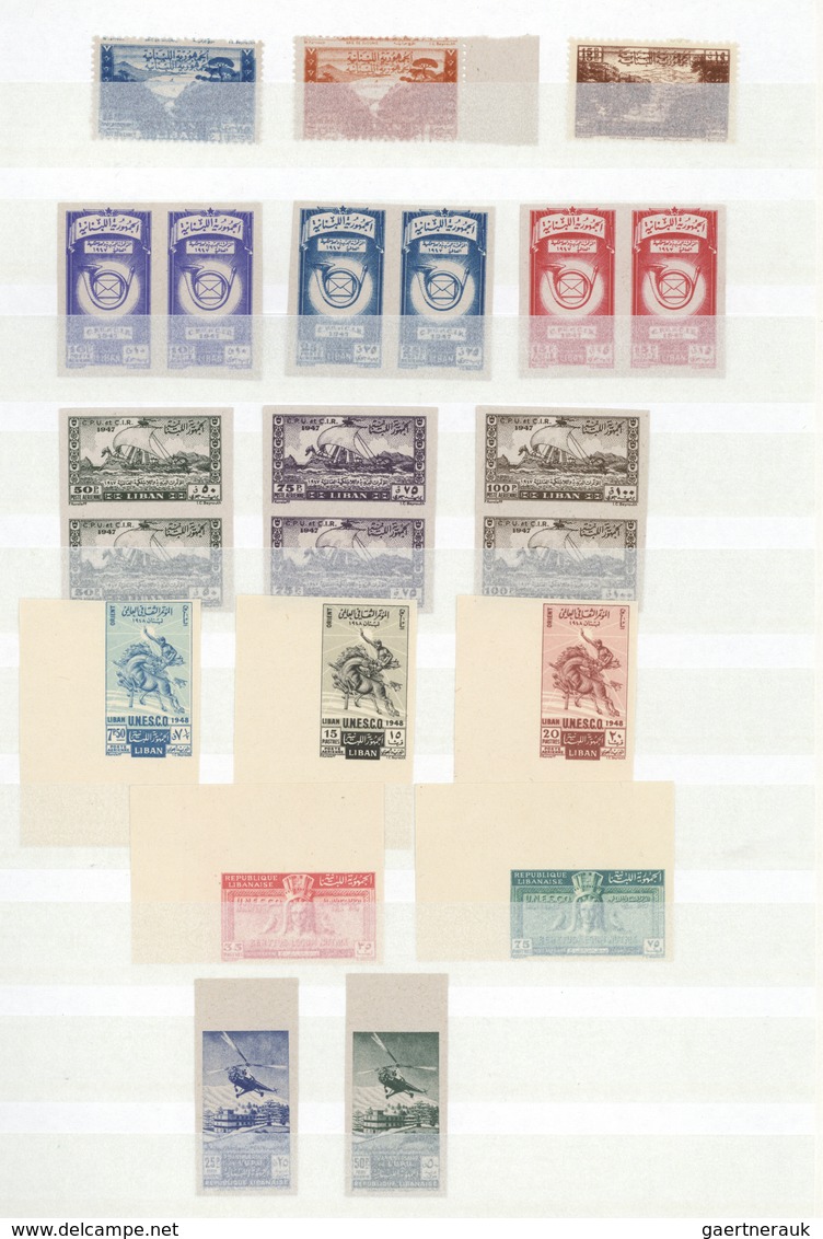 Libanon: 1943/1962, SPECIALITIES, Mint Collection Of Apprx. 120 Stamps, Mainly Imperforate Values, P - Libanon