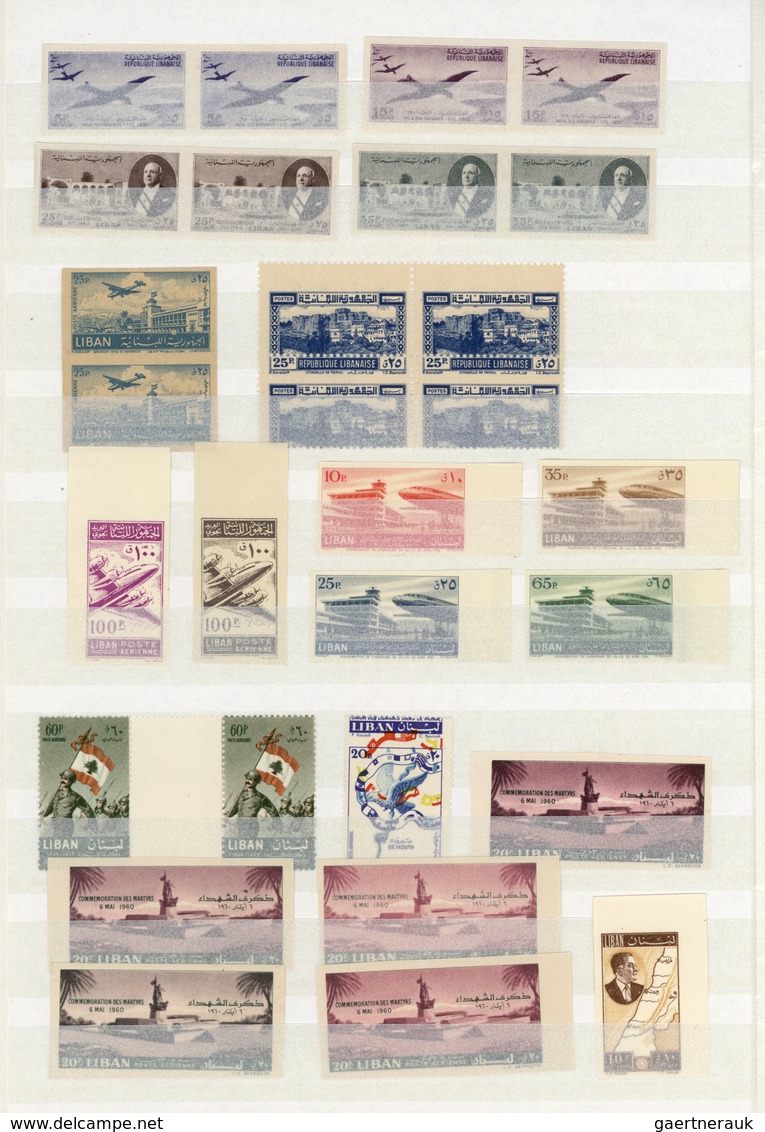 Libanon: 1943/1962, SPECIALITIES, Mint Collection Of Apprx. 120 Stamps, Mainly Imperforate Values, P - Lebanon