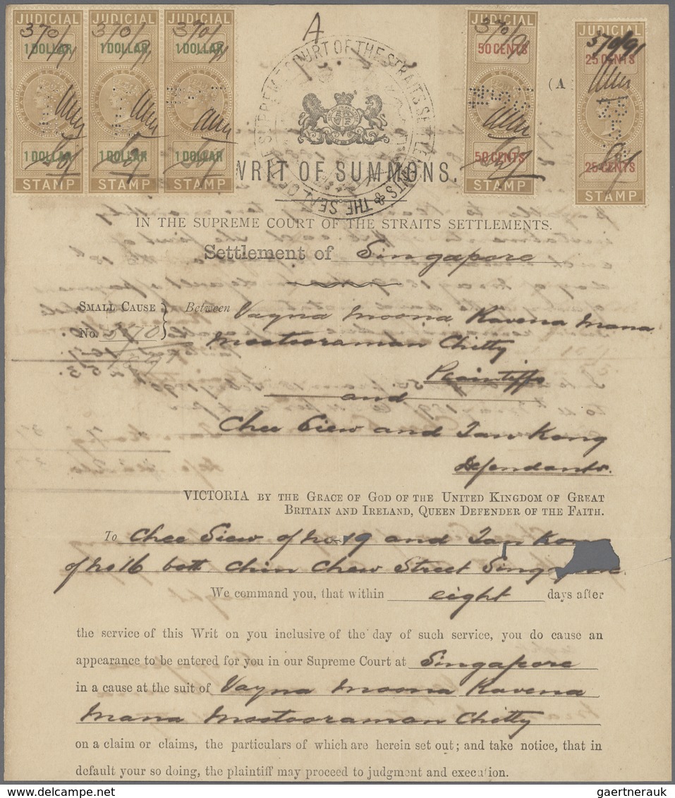 Malaiische Staaten - Straits Settlements: 1868-1890 JUDICAL Fiscals: Collection Of 42 Judical Docume - Straits Settlements