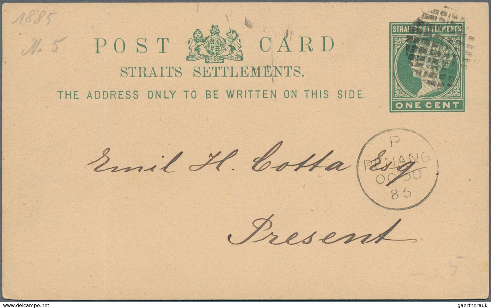 Malaiische Staaten - Straits Settlements: 1885-1908, Four Postal Stationery Cards Including 1c. Card - Straits Settlements