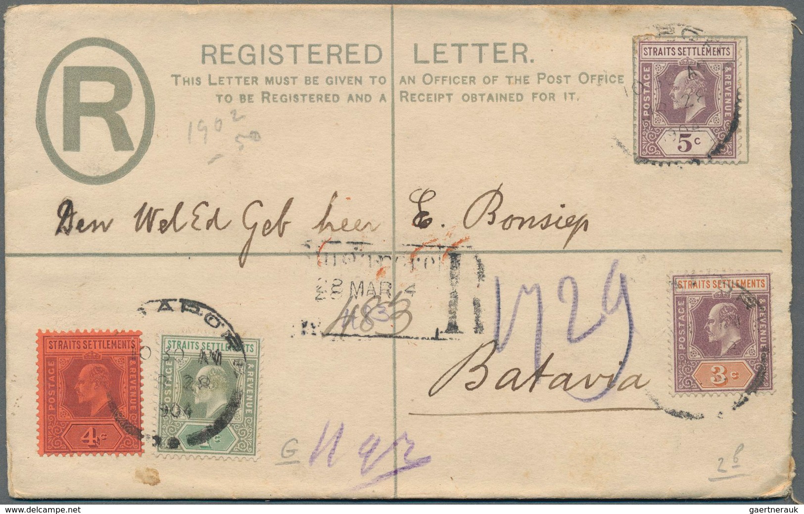 Malaiische Staaten - Straits Settlements: 1891-1923, Six Postal Stationery Items Used From Singapore - Straits Settlements