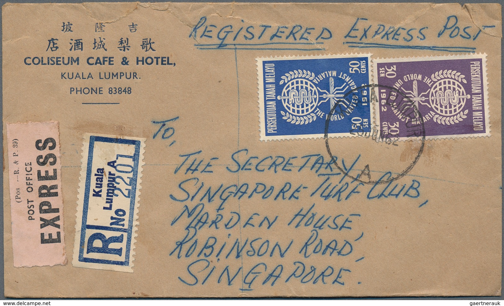 Malaiische Staaten: 1953/61 (ca.), 57 Registered Covers (inc. AR, Express) With Franks (almost Only - Federated Malay States