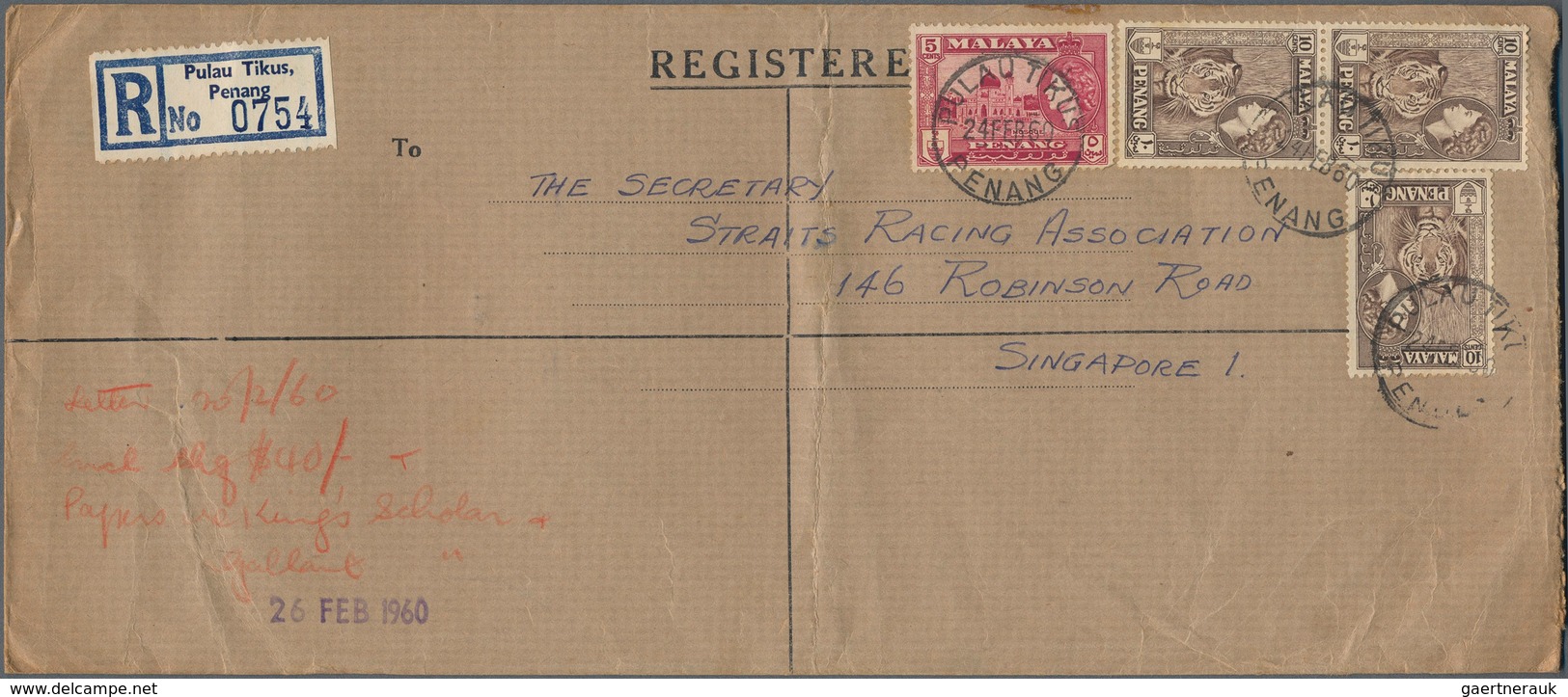 Malaiische Staaten: 1953/61 (ca.), 57 Registered Covers (inc. AR, Express) With Franks (almost Only - Federated Malay States