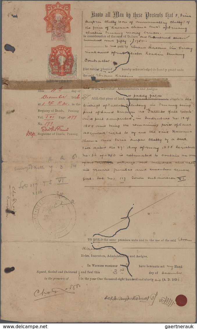 Malaiische Staaten - Penang: 1889-1930's Fiscal Documents: Collection Of 26 Fiscal Documents Used In - Penang