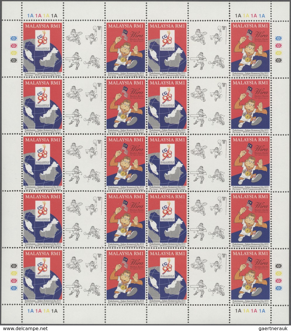 Malaysia: 1994-2009: More Than 60 Sheets Of About 40 Different, Perforated And/or Imperforated, Most - Maleisië (1964-...)