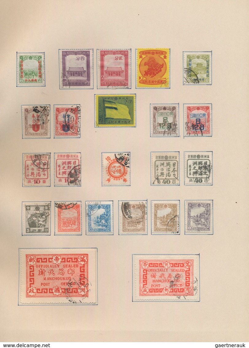 Mandschuko (Manchuko): 1932/44, mint (inc. MNH) and used, double collected on prewar Borek pages in