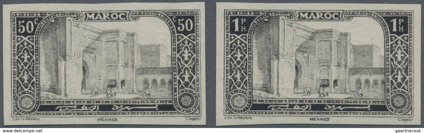 Marokko: 1917, 50c. And 1fr. "Porte Barb-el-Mansour", Specialised Assortment Of 22 Values (21 Of 50c - Used Stamps