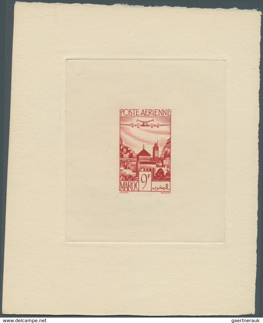 Marokko: 1917/1952, Group Of Seven Epreuve: 1917 "Grand Mechouar" Epreuve In Rose Without Value, 194 - Oblitérés