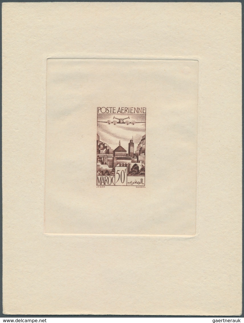 Marokko: 1917/1952, Group Of Seven Epreuve: 1917 "Grand Mechouar" Epreuve In Rose Without Value, 194 - Used Stamps