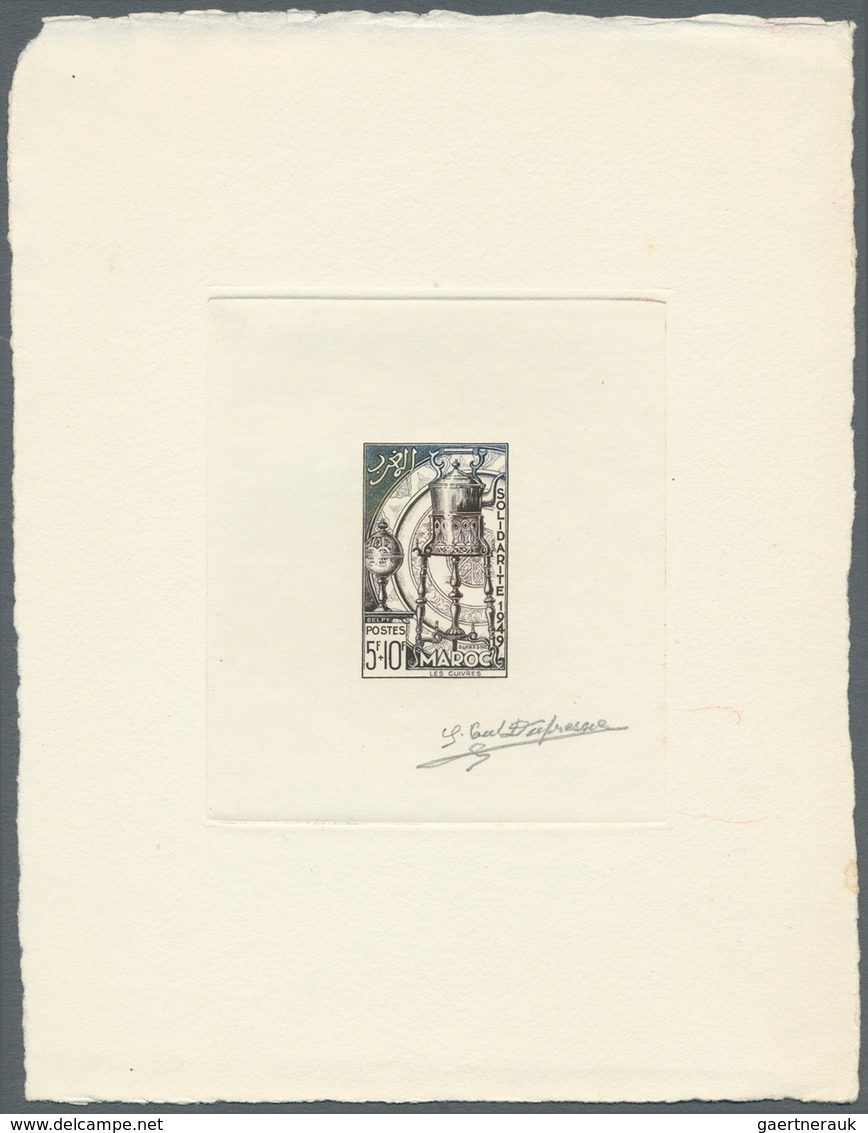 Marokko: 1917/1952, group of seven epreuve: 1917 "Grand Mechouar" epreuve in rose without value, 194