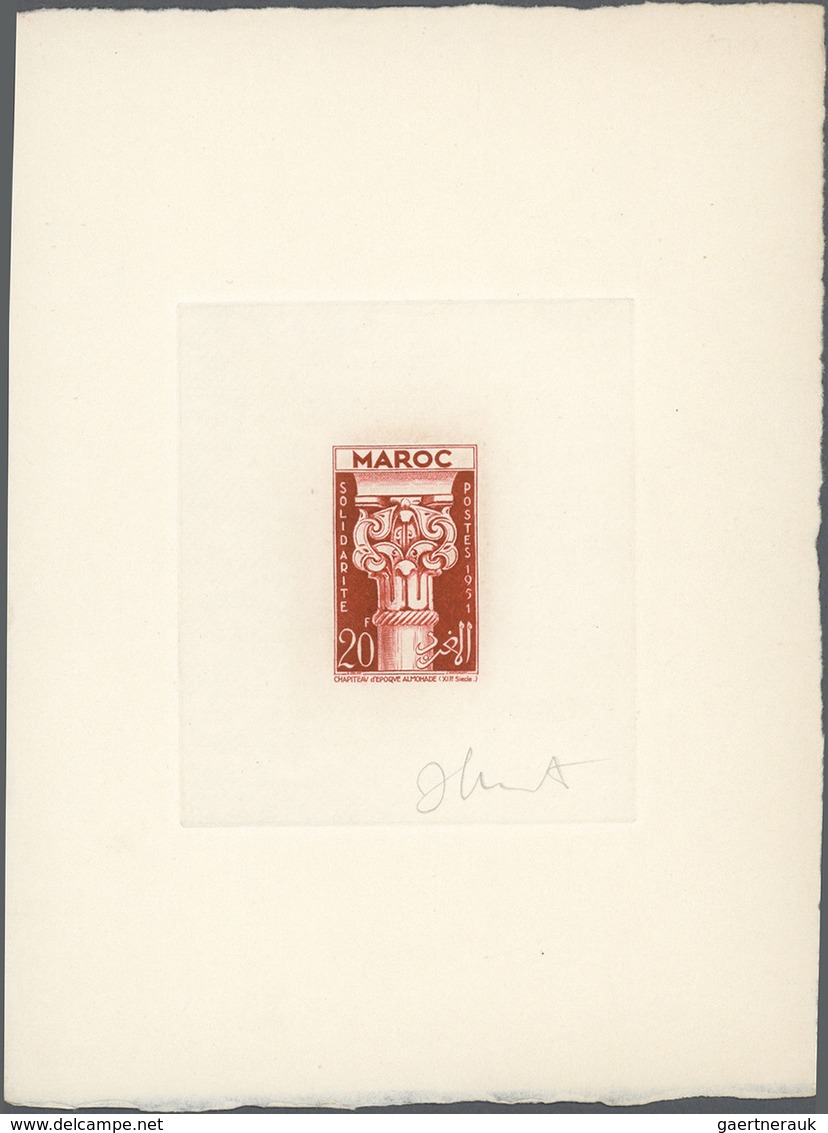 Marokko: 1952, Islamic Capitals (Columns), Collection Of 29 Epreuve D'artiste In Differing Colours, - Used Stamps