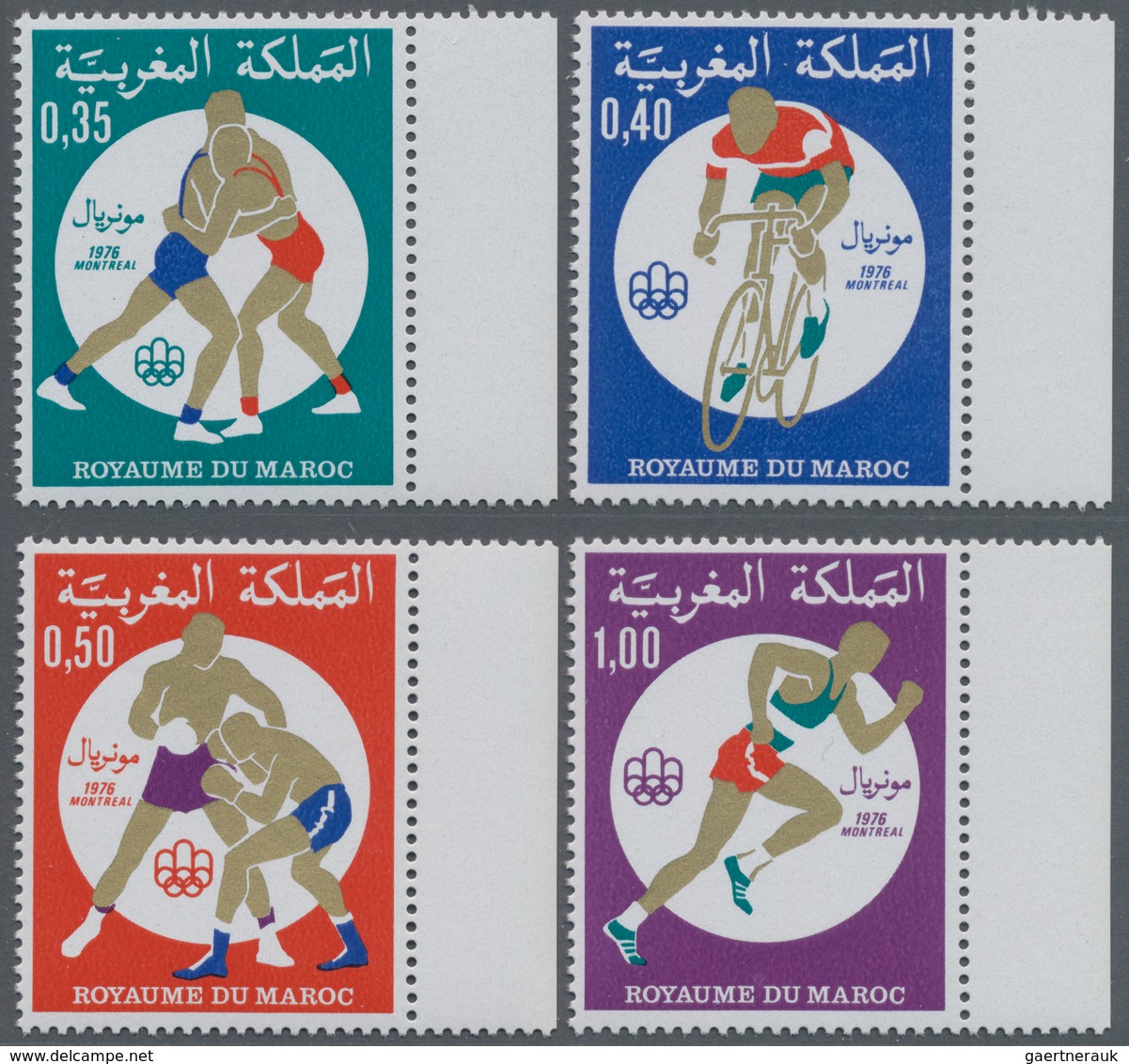 Marokko: 1976, Summer Olympics Montreal Complete Set Of Four (wrestling, Cycling, Boxing, Running) I - Gebraucht