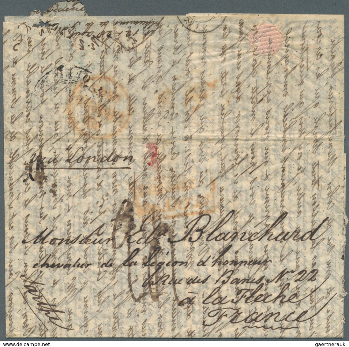 Mauritius: 1844/57 (ca.) A scarce correspondance with ca. 32 stampless entire letters from a sender,