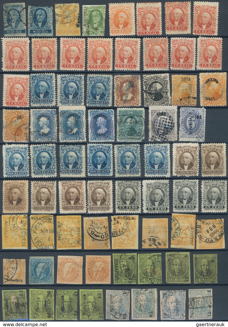 Mexiko: 1856/1890 (ca.), Used And Mint Accumulation/collection Of Apprx. 610 Stamps On Stocksheets, - México