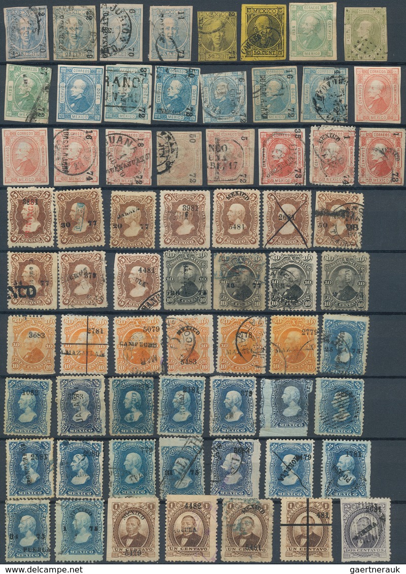 Mexiko: 1856/1890 (ca.), Used And Mint Accumulation/collection Of Apprx. 610 Stamps On Stocksheets, - Mexico