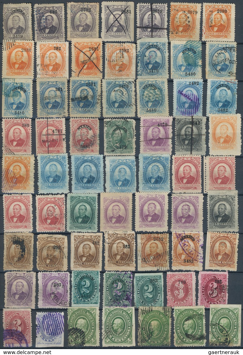 Mexiko: 1856/1890 (ca.), Used And Mint Accumulation/collection Of Apprx. 610 Stamps On Stocksheets, - Mexique