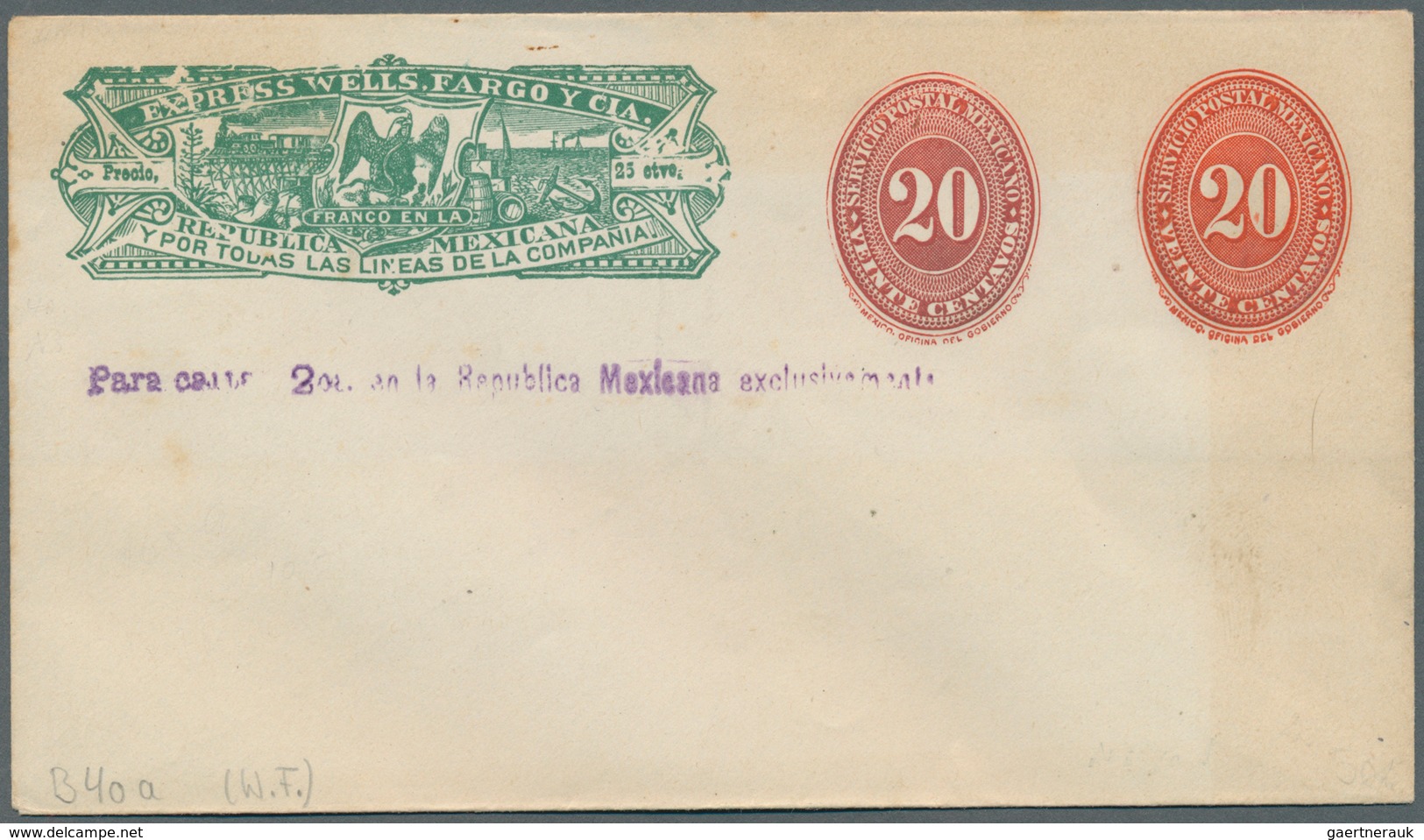 Mexiko - Ganzsachen: 1885-95 Ca.- WELLS FARGO Et Al.: Collection Of 55 Special Postal Stationery Env - Mexico