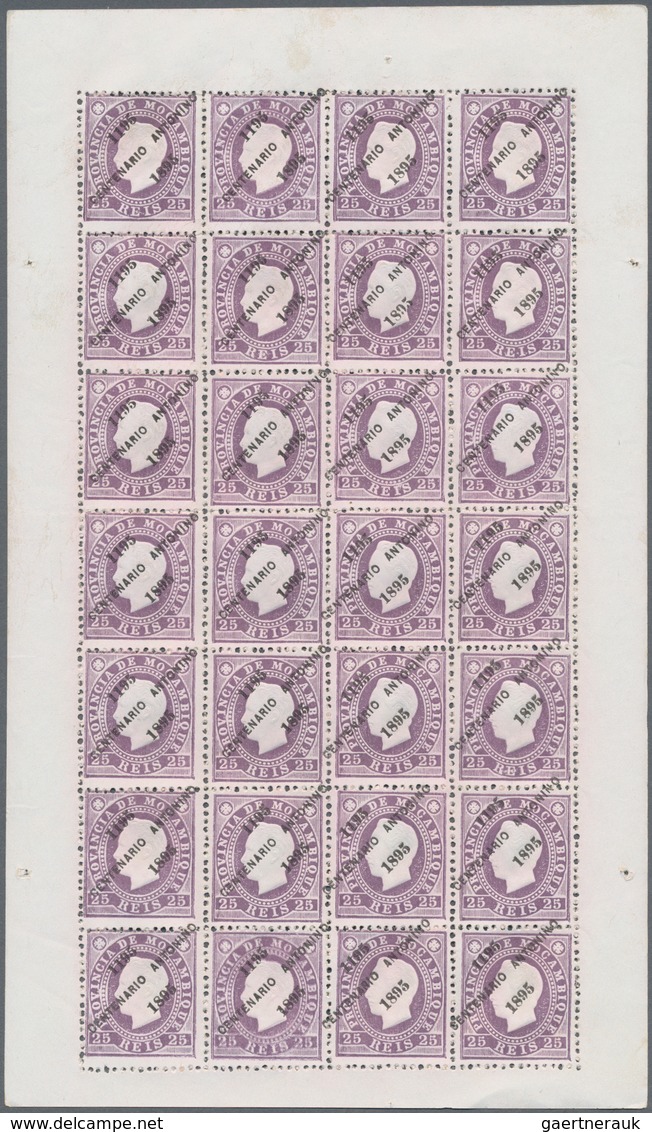 Mocambique: 1895, '700th birthday of Antonio of Padova' King Luis I. stamps with diagonal opt. '1195