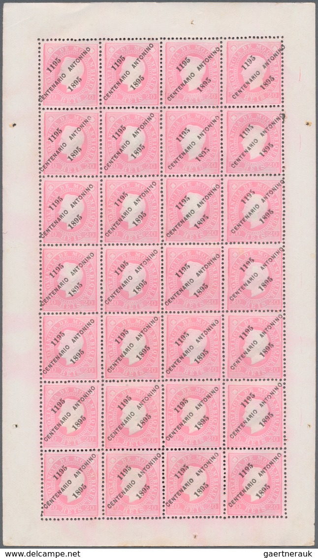 Mocambique: 1895, '700th birthday of Antonio of Padova' King Luis I. stamps with diagonal opt. '1195