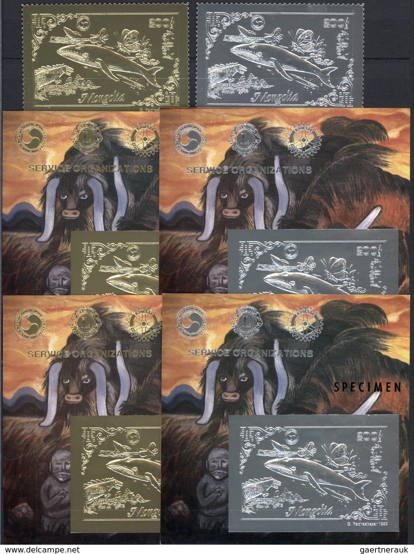 Mongolei: 1993, Specialised Collection In Album With Different GOLD And SILVER Issues Incl. Stamps ( - Mongolie
