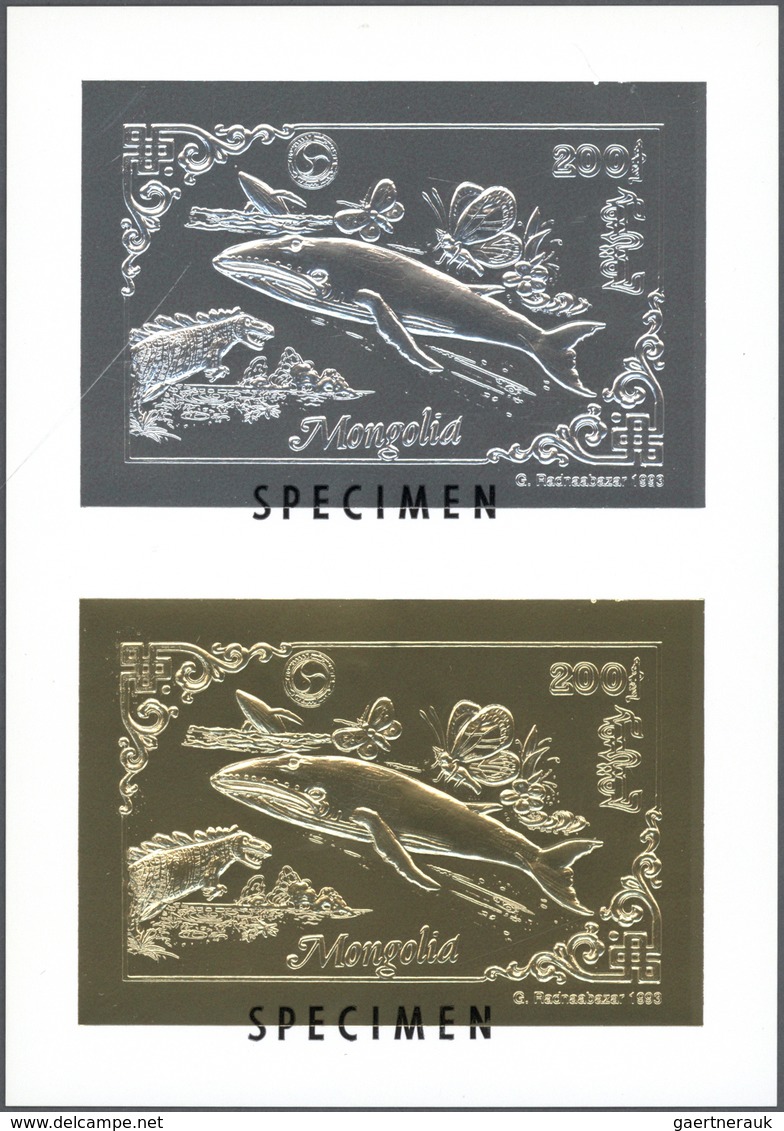 Mongolei: 1993, Specialised Collection In Album With Different GOLD And SILVER Issues Incl. Stamps ( - Mongolia