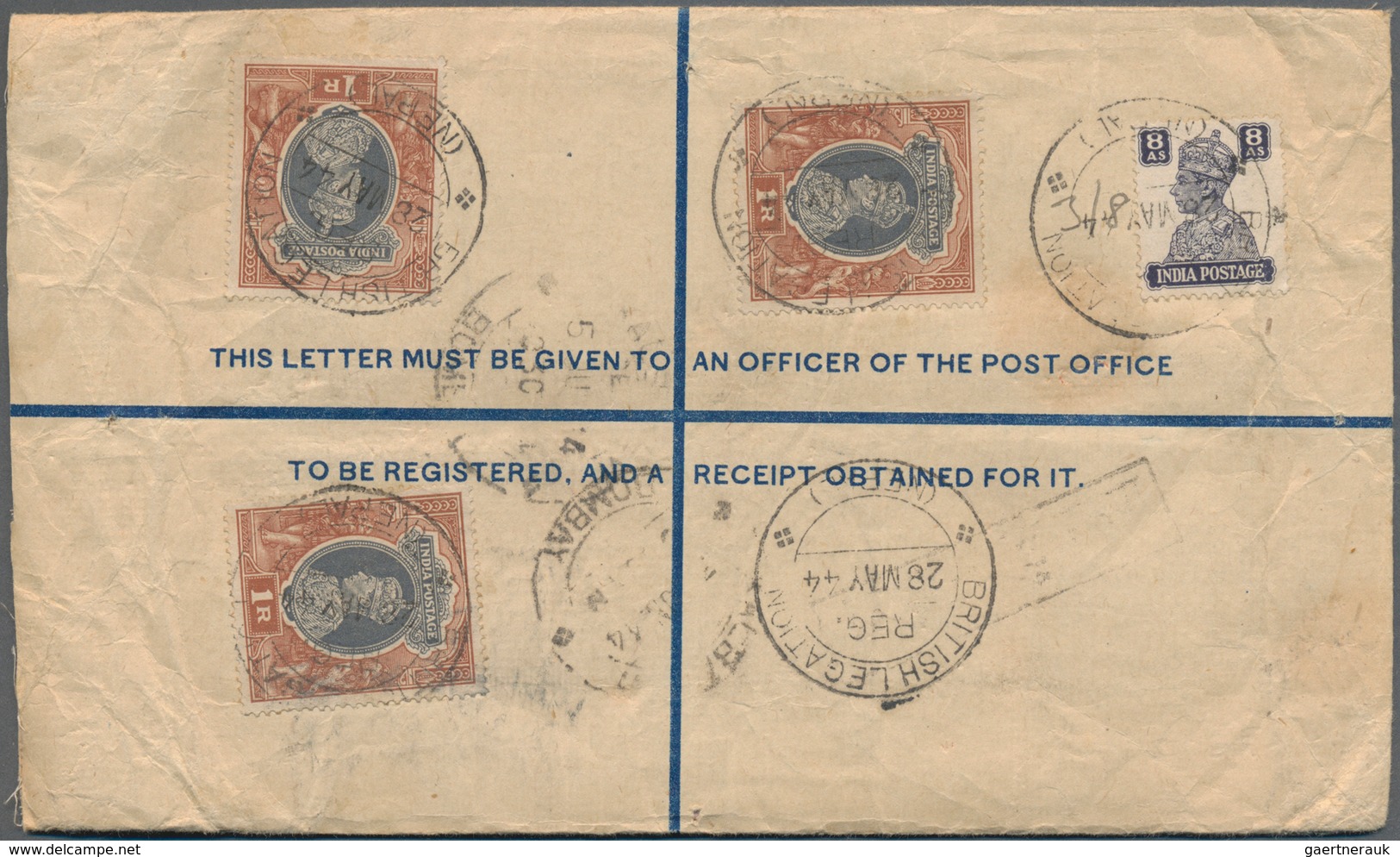 Nepal: 1940's-50's: Collection Of 20 Postal Stationery Registered Envelopes And Covers From NEPAL To - Népal