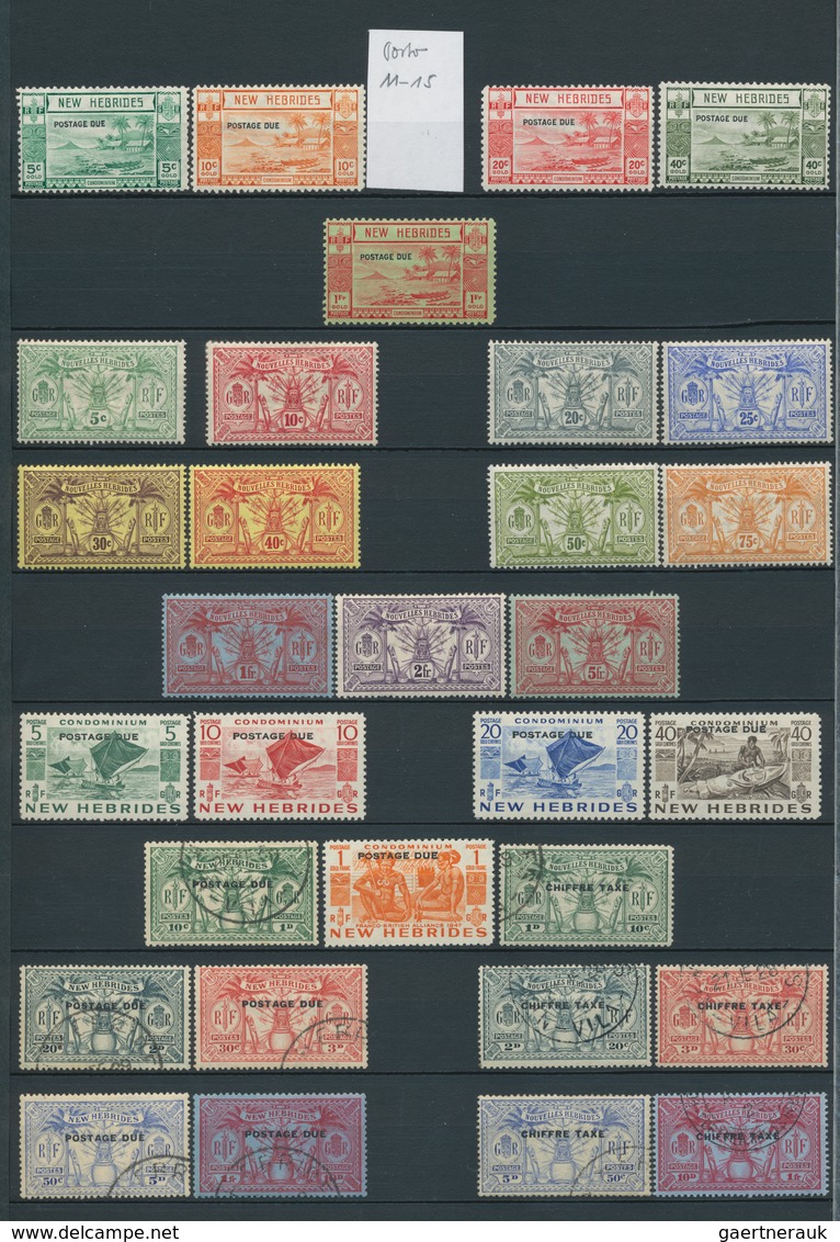 Neue Hebriden: 1911/1957, Mainly Mint Collection Of Apprx. 96 Stamps On Stockpages Incl. 1938 Britis - Autres & Non Classés