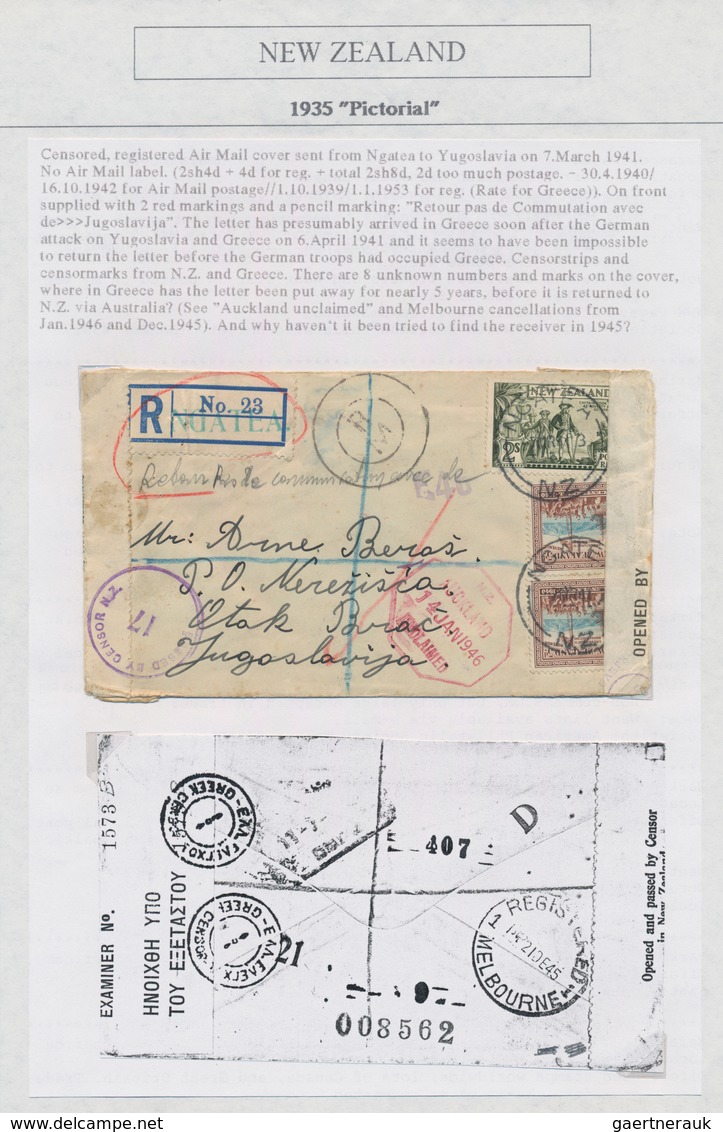 Neuseeland: 1935/1943 (ca.), DEFINITIVE ISSUE "PICTORIALS", Award-winning Deeply Specialised Exhibit - Covers & Documents