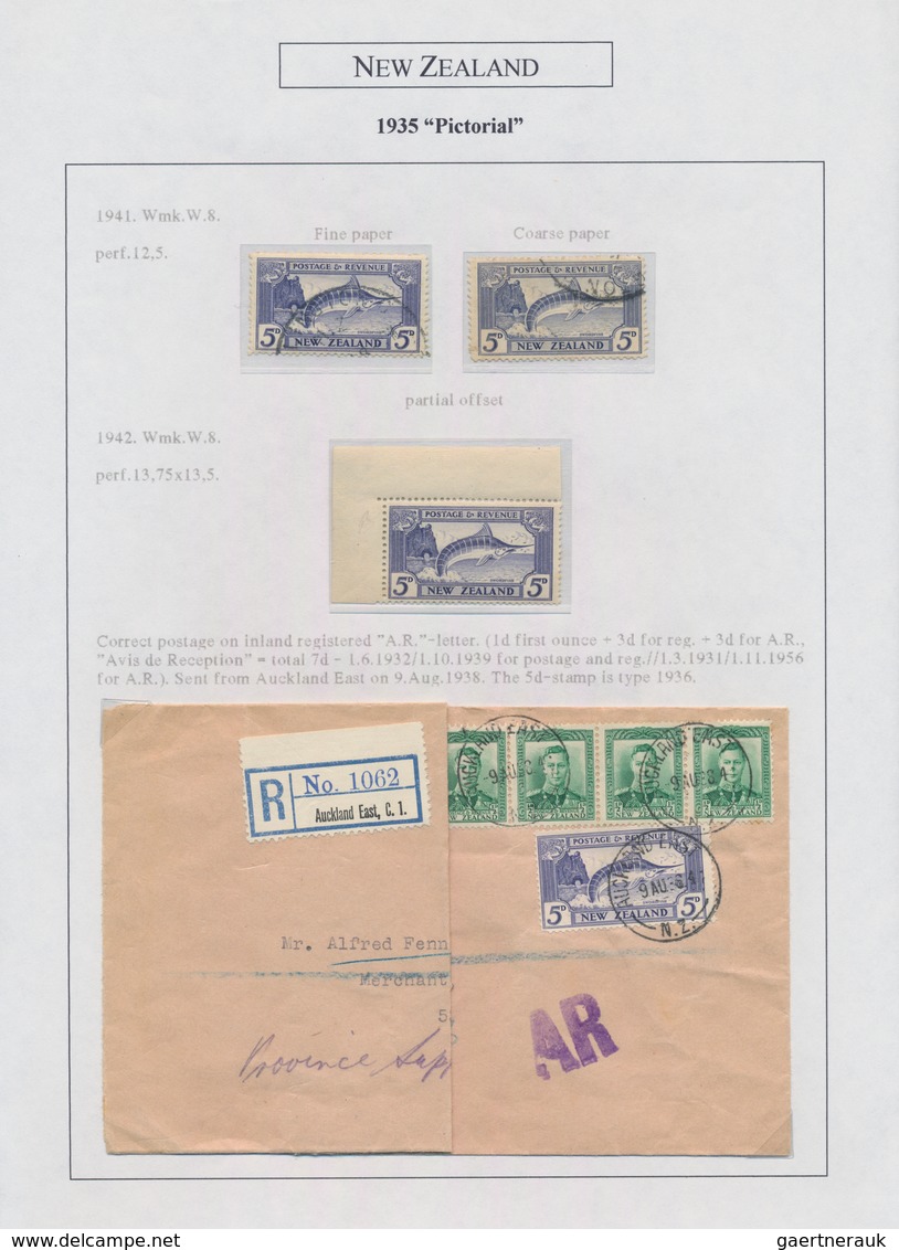 Neuseeland: 1935/1943 (ca.), DEFINITIVE ISSUE "PICTORIALS", award-winning deeply specialised exhibit