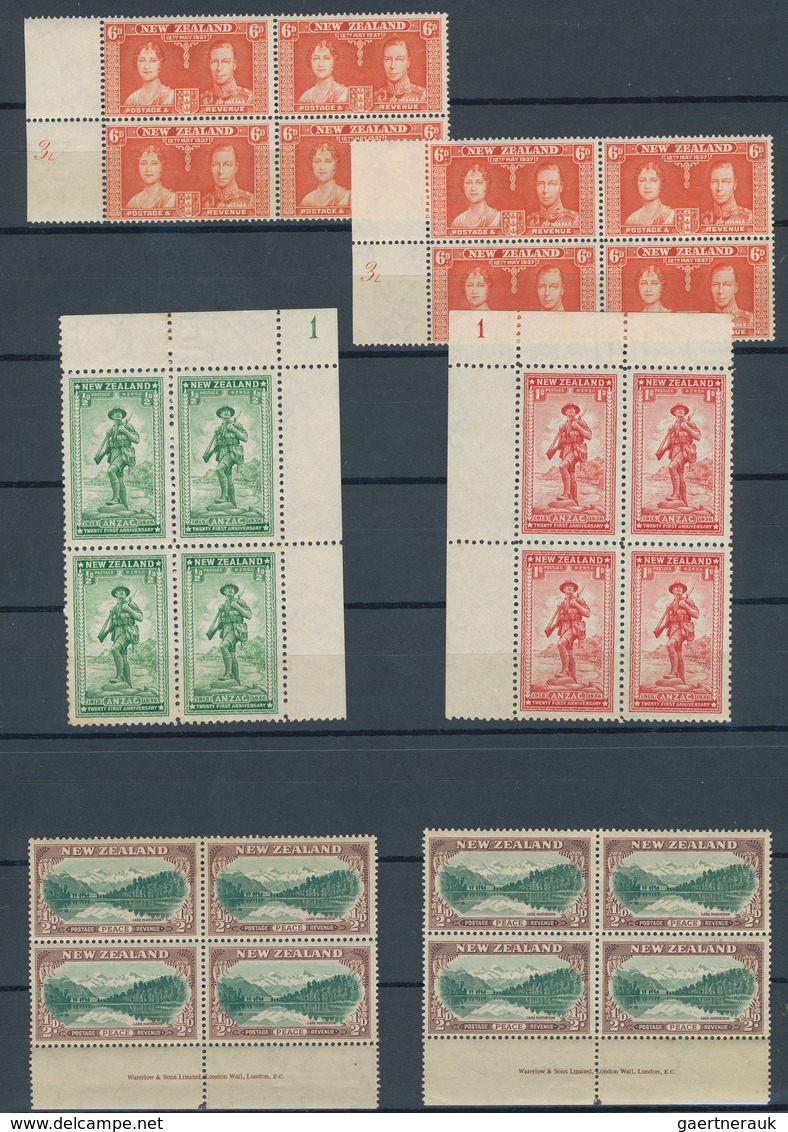 Neuseeland: 1935/1979, Chiefly Mint Collection/assortment Of Apprx. 130 Multiples With Marginal Impr - Covers & Documents