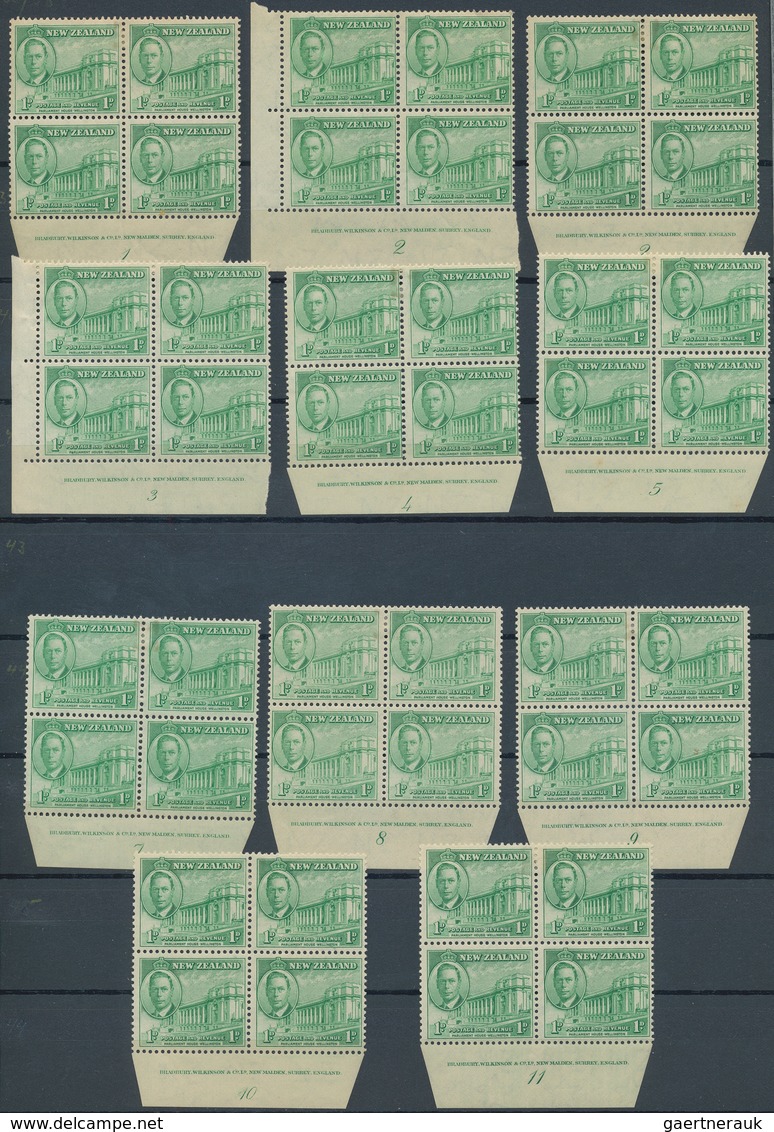 Neuseeland: 1935/1979, Chiefly Mint Collection/assortment Of Apprx. 130 Multiples With Marginal Impr - Brieven En Documenten