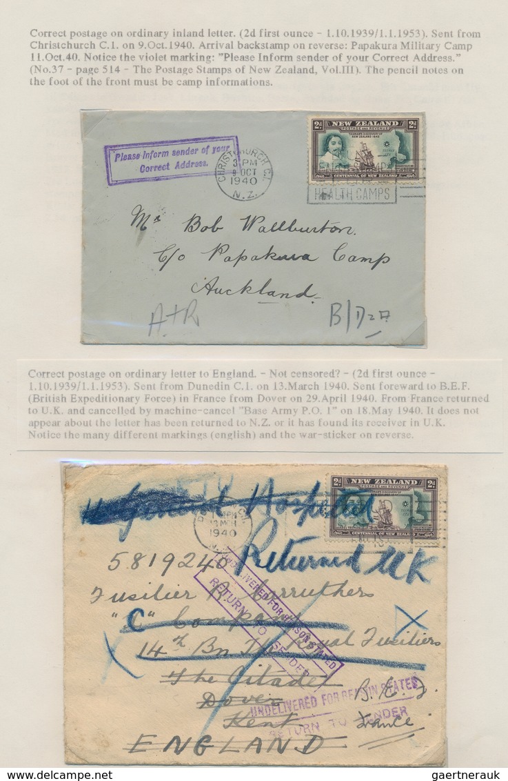 Neuseeland: 1936/1961, Mainly 1940s And Many WW II Related, Collection Of Apprx. 63 Covers/cards Wit - Covers & Documents