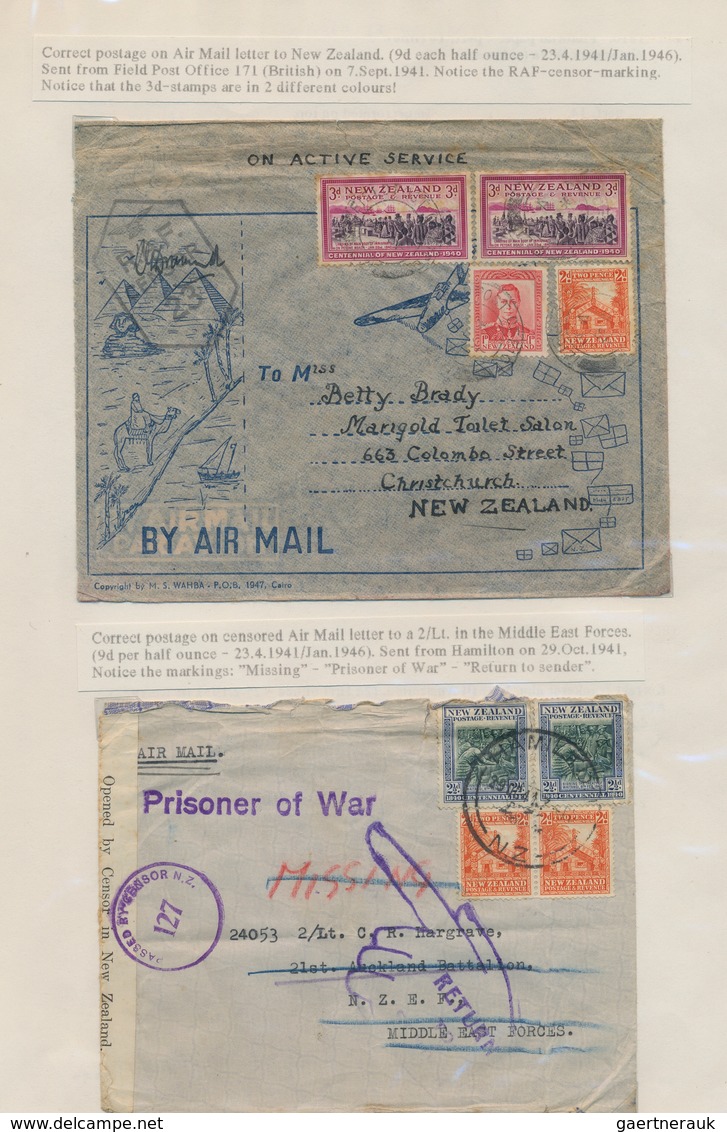 Neuseeland: 1936/1961, Mainly 1940s And Many WW II Related, Collection Of Apprx. 63 Covers/cards Wit - Covers & Documents