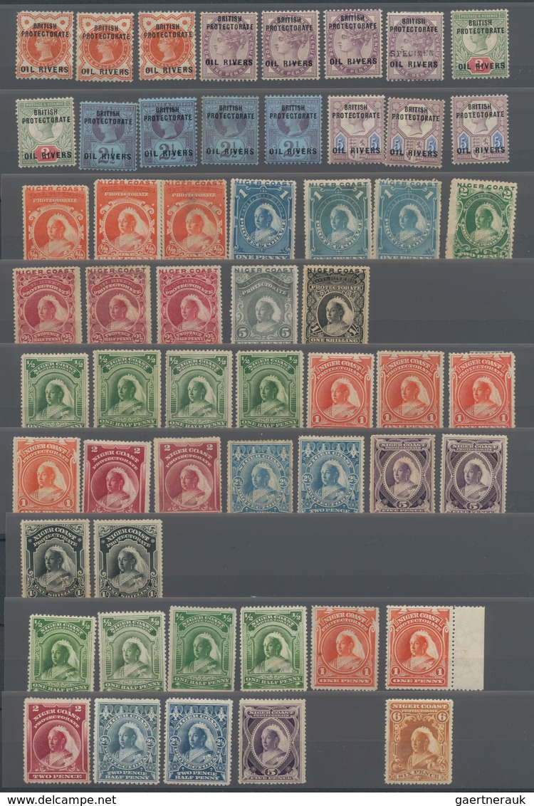 Nigerküste: 1892/1898, Oil Rivers/Niger Coast, Mint And Used Collection Of 94 Stamps On Stockpage, S - Autres & Non Classés