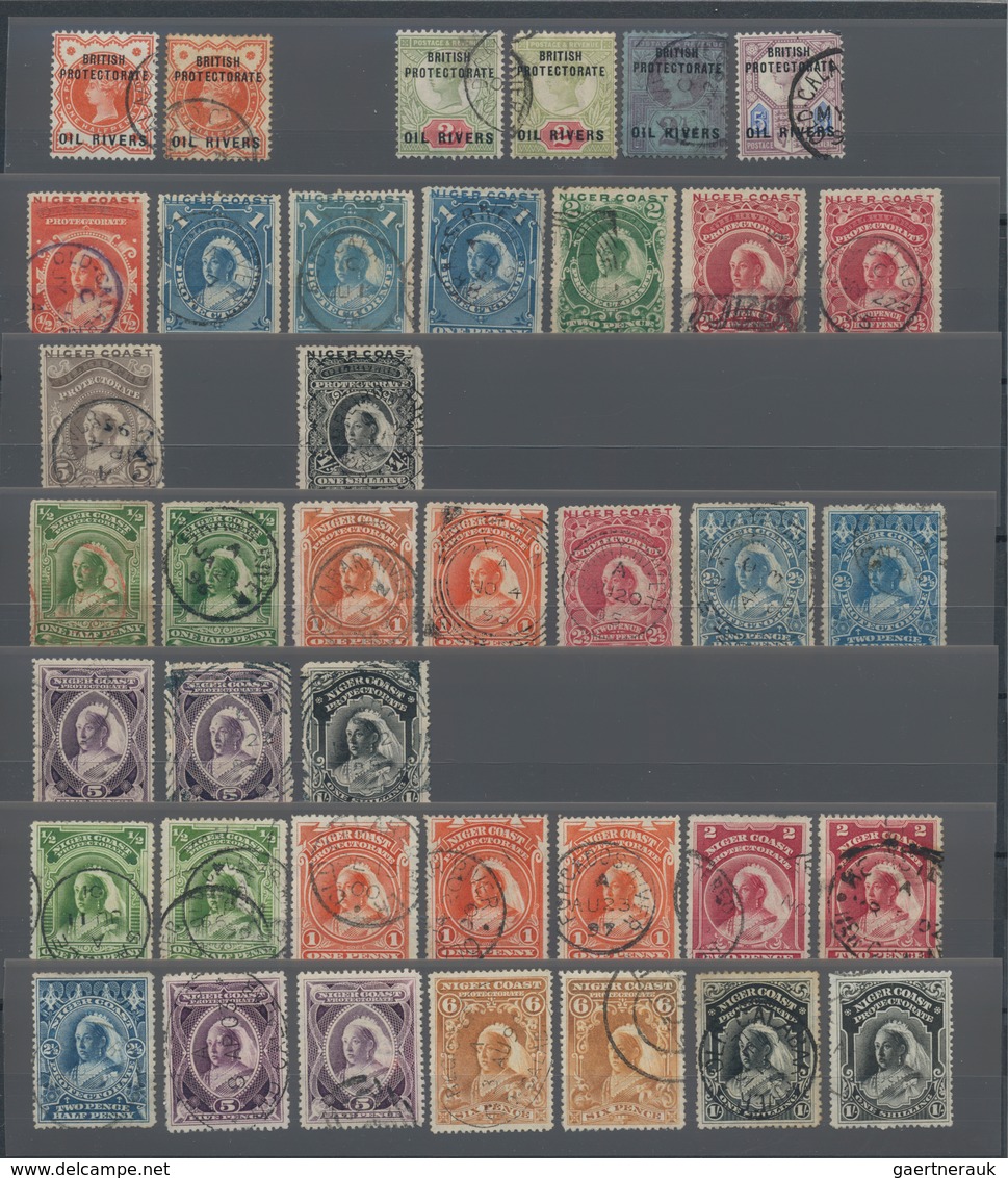 Nigerküste: 1892/1898, Oil Rivers/Niger Coast, Mint And Used Collection Of 94 Stamps On Stockpage, S - Other & Unclassified