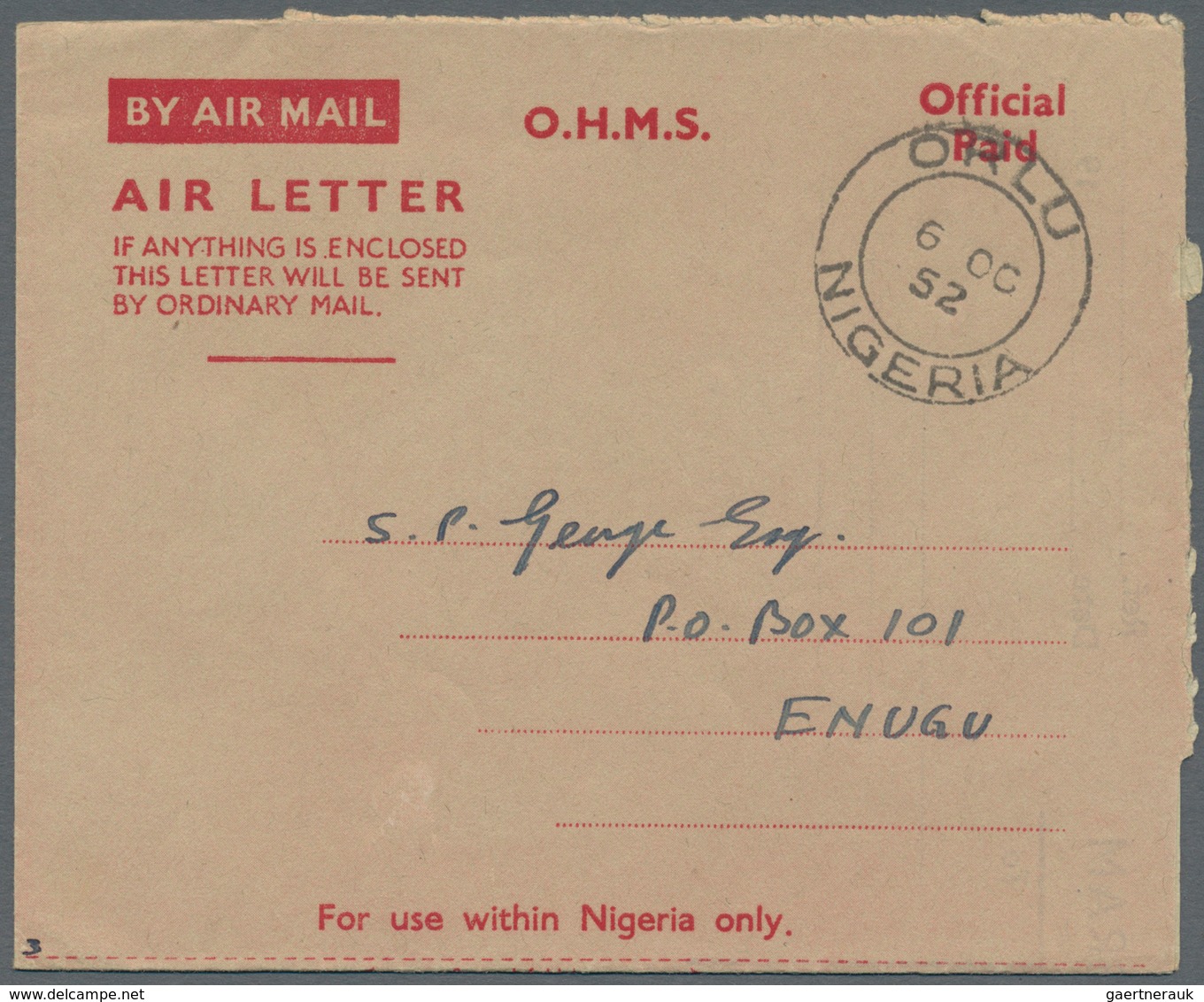 Nigeria: 1973/1995 (ca.), AEROGRAMMES: Accumulation With Approx. 600 Unused And Used/CTO Airletters - Nigeria (...-1960)