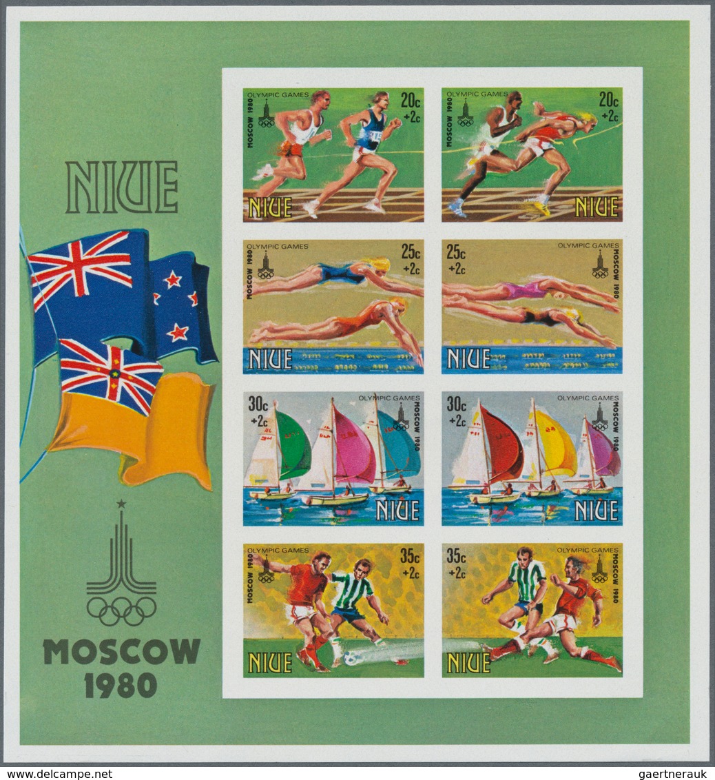 Niue: 1977/1984 (ca.), accumulation with approx. 1.000 IMPERFORATE stamps (with several se-tenant is