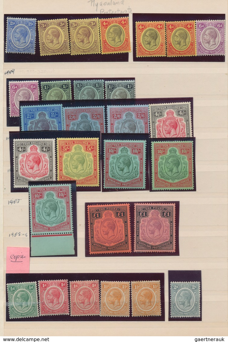 Nyassaland: 1908-1960's, Mint Collection Of Nyassaland Protectorate Issues Up To £1 Including Colour - Nyassa