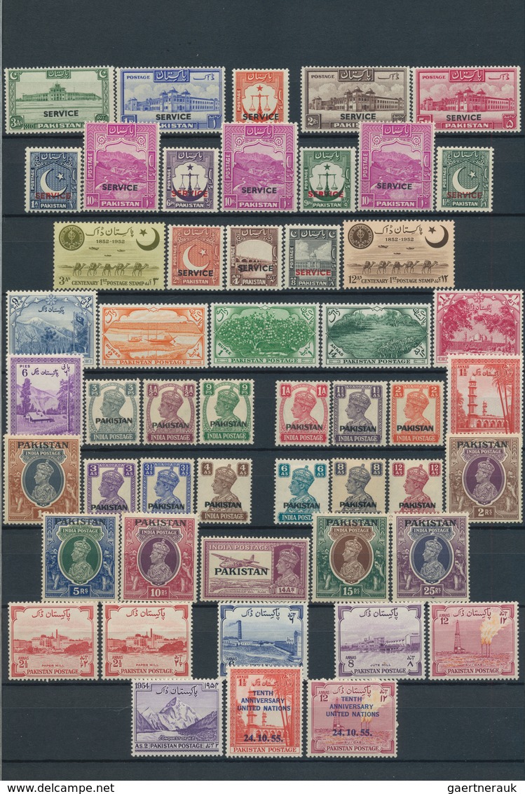 Pakistan: 1945/1966, Mint Collection On Stockpages, From 1947 Overprints On India 19 Values, 1948/19 - Pakistan