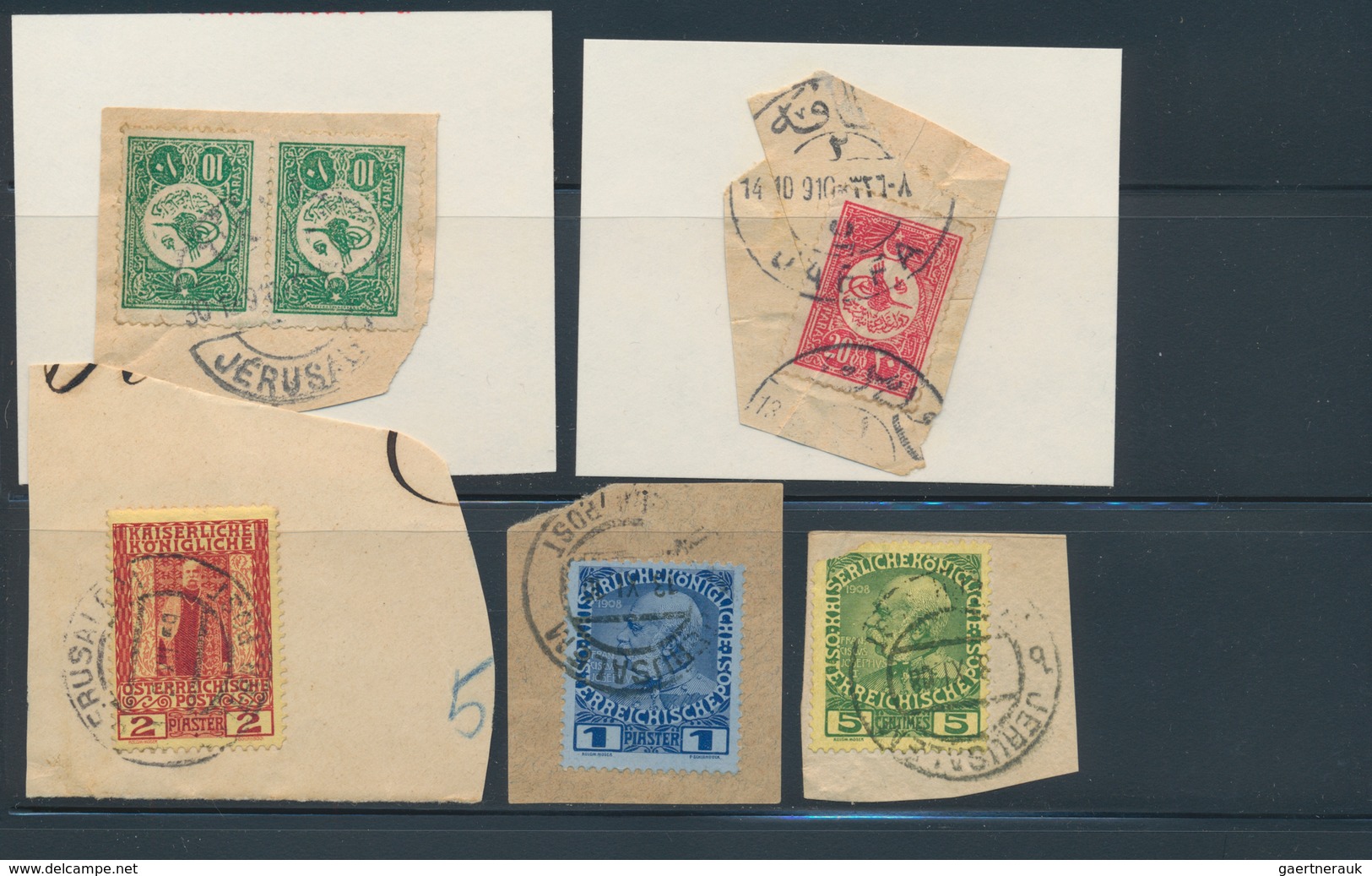 Palästina: 1900-1918, Ottoman Cancellations On 16 Stamps / Pieces, Including Different Types And Num - Palestina