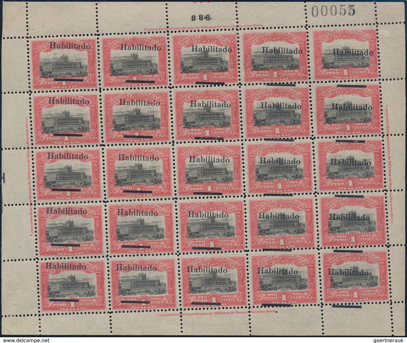 Paraguay: 1908/1909, Revaluation Overprints, Specialised Assortment Of Nine Complete Sheets Of 25 St - Paraguay