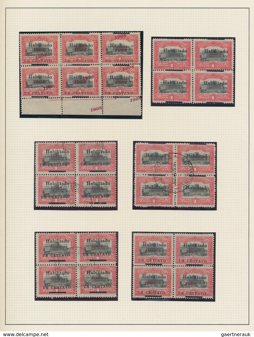 Paraguay: 1908/1909, Revaluation Overprints, Specialised Collection Of 108 Stamps (incl. Units) Neat - Paraguay